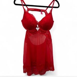 La Senza Red Sheer Babydoll Dress Lingerie – XL (Great Condition)